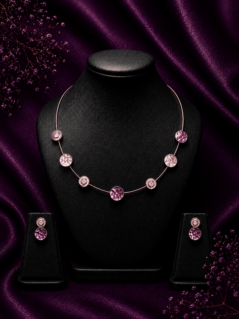 Rosé Aura Necklace & Earrings Set