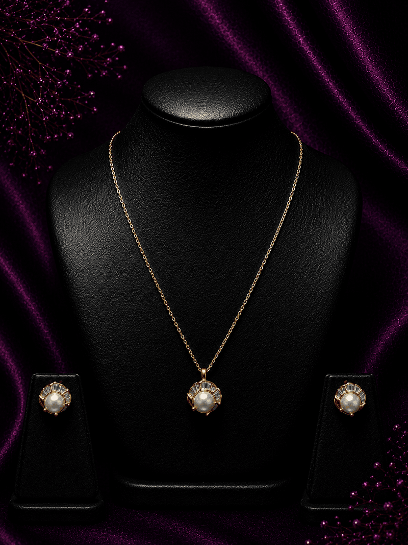 Pearl Halo Necklace & Earrings Set